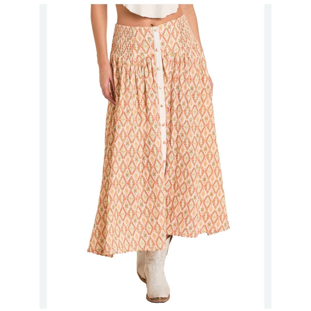 Rock & Roll Denim AZTEC PRINT MAXI SKIRT XXL Rodeo Western Cowgirl Festival Chic - Picture 1 of 8